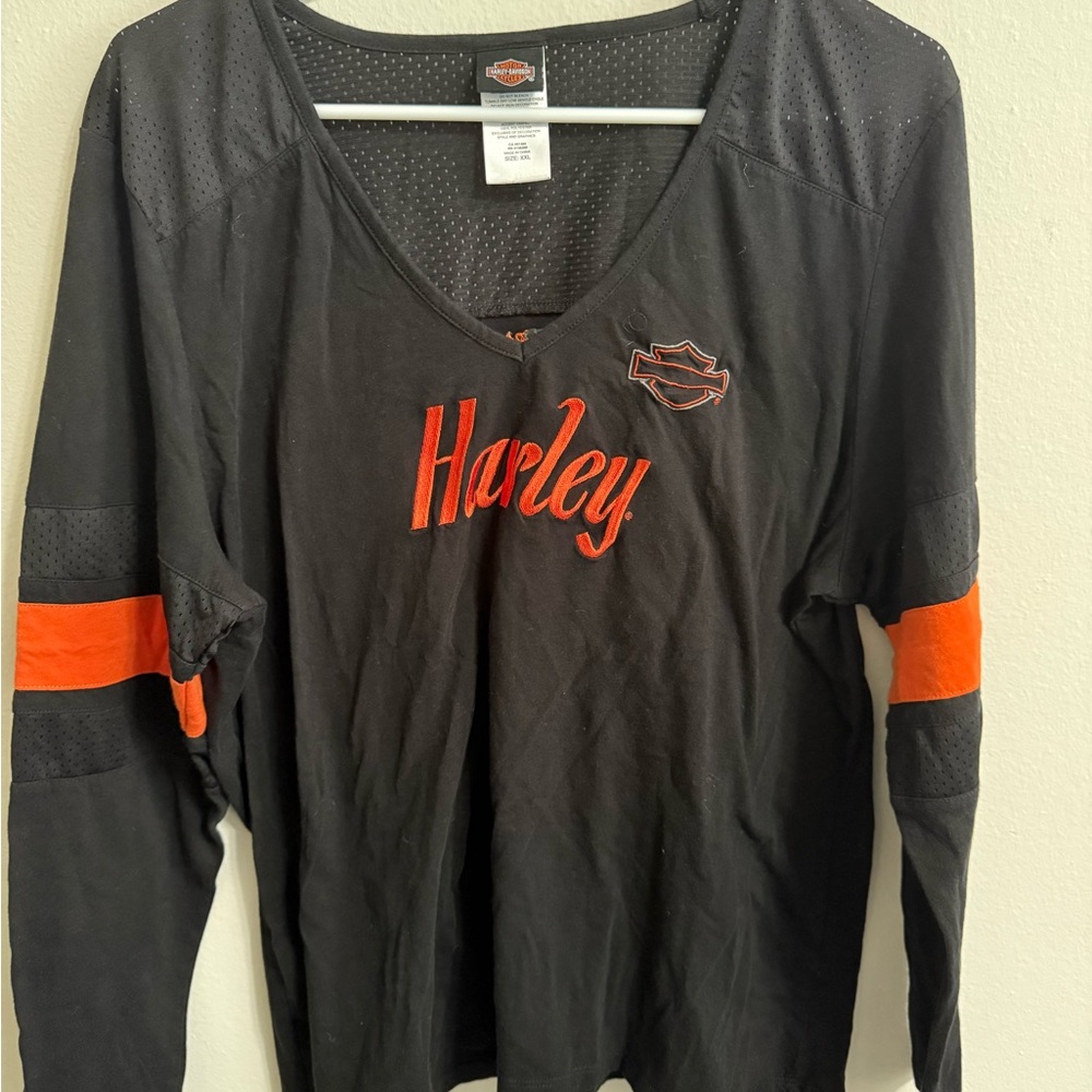 Harley-Davidson Red River Wichita Falls, TX Black and Orange Long Sleeve Jersey